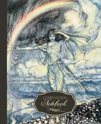 Composition Notebook: Vintage Rainbow Fairy Illustration Journal with 108 Cream Colored, College Ruled Pages