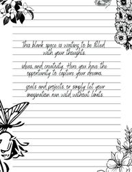 notepad, wide space between lines, 8.5" x 11.75", 250 sheets white paper,: garden illustration