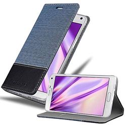 Cadorabo Custodia Libro per Samsung Galaxy NOTE 4 in AZZURRO SCURO NERO - con Vani di Carte, Funzione Stand e Chiusura Magnetica - Portafoglio Cover Case Wallet Book Etui Protezione