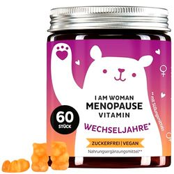 Bears with Benefits - Complejo sustancias activas menopausia - Con aceite de onagra, biotina, selenio, complejo vitamínico B, ácido fólico, zinc - Vitaminas equilibradas para la menopausia (60 uds.)