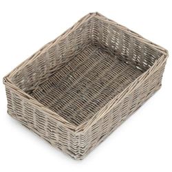 Red Hamper Medium Wicker Grey Wash Storage Tray, M