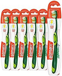 Elmex Brosse à dents junior 6 - 12 ans, Pack de 6 brosses à dents, Couleurs assorties