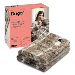 DAGA Elektrische verwarmingsdeken voor bank, relax, zacht, luxe, intellisense-verwarmingstechnologie, zachte stof met haar- en fluwelen effect, 6 temperatuurniveaus, 160 x 120 cm