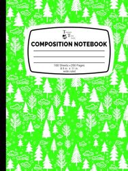 Mixed Winter Trees Neon Green Composition Notebook