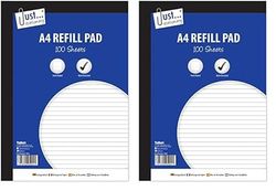 Just stationery 100 Sheet A4 Refill Pad, White (Pack of 2)