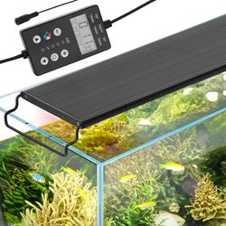VEVOR Aquariumverlichting met lcd-monitor, 18 W volledig spectrum, natuurlijke modus 24/7, helderheid en instelbare timer, uittrekbare aluminium behuizing, voor zoetwatertank 45,7-61 cm