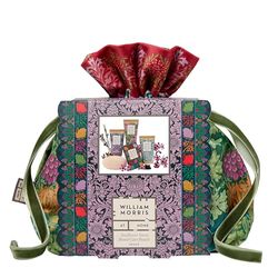 William Morris At Home Hand Creams x3 30ml, Guest Soap 50g, Velvet Pouch, Moisturiser, Shea Butter, Festive Fragrance, Makeup, Toiletry, Wash Bag, Travel Size, Vegan and Cruelty Free, Beauty Gift
