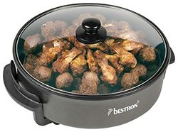 Bestron XL Paellera electrica, Sartena eléctrica multifuncional Ø40 cm con tapa de cristal, Olla Electrica recubrimiento antiadherente, 1500 vatios, AHP1800Z, color: negro