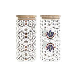 DKD Home Decor Lot de 2 boîtes en bambou 10 x 10 x 22 cm (1400 ml)