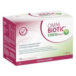 OMNi BiOTiC STRESS Repair | 28 Sachets (84g) | 9 souches bactériennes | 15 milliards d’UFC par dose journalière | En poudre | Végétalien | Sans gluten | Sans lactose | Pour une utilisation quotidienne