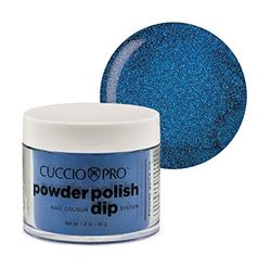 Cuccio Powder Polish - Acrylic Nail Colour Dip System - 45g (1.6oz) Dipping Powder - Deep Blue with Blue Mica