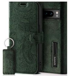 SURAZO Leather Wallet Mobile Phone Case Compatible with Google Pixel 8 Pro - Flip & Fold Smartphone Case with Stand RFID Blocker, Magnet Closure, 3 Slots for Bank Cards - Handcrafted European Leather
