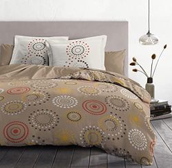 Home Passion Conjunto de edredão de 3 peças de fogo de artifício, taupe 100 % 57 fios, algodão, multicolor, 240 x 260 x 0,1 cm