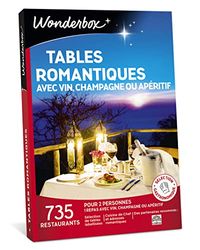 Wonderbox - Coffret Cadeau - Tables Romantiques - 735 Restaurants renommés, labellisés, dînercroisières, Assiettes gastronomiques pour 2 Personnes - Idée Cadeau Couple Original