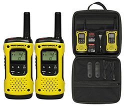 Motorola Solutions - T92 H20 Pack, Walkie Talkie, 2 unidades, cor amarelo e preto, uso livre sem licenças, 8 canais e 121 subcanais A9P00811YWCMAG, botão para chamadas de emergência