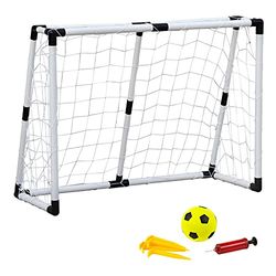 ColorBaby - Portería fútbol, Portería Plegable, con balón Ø10,5 cm, hinchador, Portería fútbol niños jardín, 132x101x59 cm, 8 piquetas, Juegos de Exterior, 6 años, CB Toys (40387)