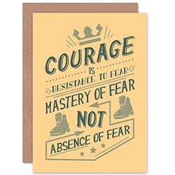 Wee Blue Coo Carte de Voeux Citation Motivation Courage Maîtrise Peur