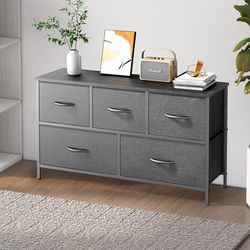 NEWBULIG Organizer do przechowywania, płyta drewniana, do szafy, salonu, korytarza, Engineered Wood, szara, 5 szuflad