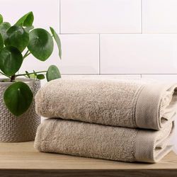Drift Home - Lot de 2 Serviettes à Main Naturelles (50 x 90 cm) - Douces et absorbantes - Serviette de qualité supérieure 600GSM - Coton Durable - Recyclé - Serviettes de Salle de Bain en Naturel