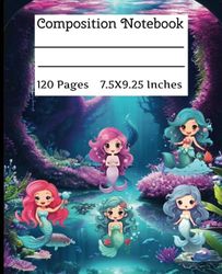 Mermaid Composition Notebooks for Girls | 120 Pages | 7.5 x 9.25 Inches