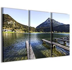 Stampe su Tela Cuadro, diseño de Lago en Lienzo Moderno de 3 Paneles ya enmarcados, Canvas, Listo para Colgar, 90x60cm