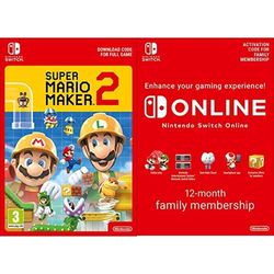 Super Mario Maker 2 [Switch Download Code] + Switch Online 12 Months Family [Download Code]