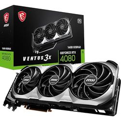 MSI GeForce RTX 4080 16GB VENTUS 3X OC Gaming Graphics Card - 16GB GDDR6X, 2550 MHz, PCI Express Gen 4, 256-bit, 3x DP v 1.4a, HDMI 2.1a (Supports 4K & 8K HDR)