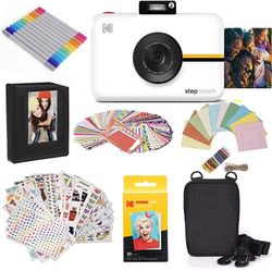 KODAK Stap Touch Instant Camera met 3,5 inch LCD-touchscreen (wit) Bundel: 20 Pack Zink Paper, Album, Case, Markers, Stickers