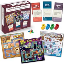 Really Good Stuff Comprehension Board Game Trio (3 Games): Cause and Effect, Fact or Opinion & Context Clues – Grades 4–5