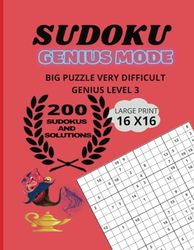 Sudoku genius mode very difficult Level 3: Big puzzle 16 x16 , 200 sudokus and solutions for all ages