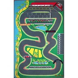 TAPITOM® Tapis Enfant Circuit Voiture de Course 130x200 cm Grand Tapis de Jeu avec Route de F1 Tapis de Sol pour Chambre d'enfant Univers décoration Circuit F1 antidérapant Ourlet Normes CE