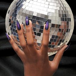What Happens in Vegas - LIGHTS OUT | Press on Nails Long and Extra Long Coffin Style, Colorful Patterns False Nails for Daily Wear, Festival, and Holiday Nails