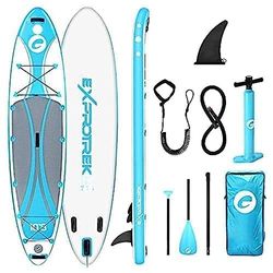 Exprotrek Stand Up Paddle Board, Opblaasbaar SUP Board, Stand Up Paddle Board Set, 6 inch dik voor alle vaardigheidsniveaus met Paddle en complete accessoires 200KG MAX,327 x 77 x 16 cm,Blu/Grigio