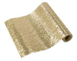 Talking Tables Kerst Decoraties Bruiloft Banket Evenement Diner, Goud PU Glitter Tafelloper. 3M
