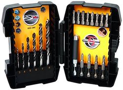 STANLEY STA88200-XJ - 6 brocas con punta piloto para metal (3, 4, 5, 6, 7 y 8mm) + 13 piezas para atornillar (3x Torx, 2x Pozidriv, 2x Philips, 1x planas, 1 guía atornillar y 4x Puntas 50mm)
