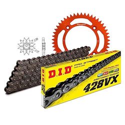 Kettingset DID Alu 428VX / 122 klinknagel slot oranje voor KTM SX, Husqvarna TC 85 cc Bj. 2003-2017