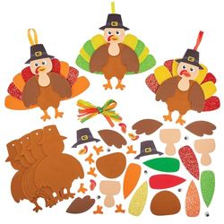 Baker Ross FN019 Kits de décoration pour la dinde de Thanksgiving - Lot de 8, kits de décoration de Thanksgiving pour les enfants