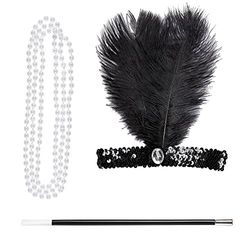 Widmann 95716 – Charleston-set, 3-delad, hårband, pärlkedja, cigarettspets, 20 och 30-talet års kostymuppsättning, tillbehör, kostymtillbehör, motto Party, karneval