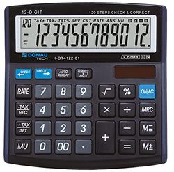 Calculadora de sobremesa DONAU Tech/K-DT4122-01 función raíz de 12 dígitos/ 136x134x28mm/ Color: Negro/calculadora con Display de 12 dígitos/ 5 años de garantía