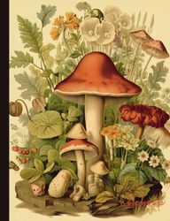 Botanical vintage mushroom-themed notebook - 7x9 , Beautifully Watermarked Pages, ruled line paper: Antique Fungi Discoveries: Vintage Notes from the Mushroom Kingdom - 110 Pages