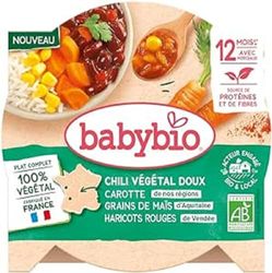 BABYBIO Chili végétal doux - Carotte des landes Maïs d'Aquitaine Haricots rouges de Vendée - 230g - BIO - 12+ mois