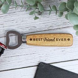 eBuyGB Best Friend Ever, Engraved Wooden Bottle Opener, Best Friend Beer Bottle Opener, Birthday Gift for Him - Design 1