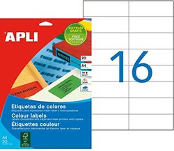 APLI Self-adhesive labels 105 x 37mm Yellow - self-adhesive labels (Yellow, A4, 320 x 215 x 6 mm)