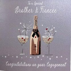 WHITE COTTON CARDS "To a Special Brother e Fiancee Congratulations on Your Engagement Fatto a Mano Carta