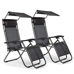IntimaTe WM Heart Pieghevole Deck Sedia 2-Pezzo Set con Tazza Holder, Poggiatesta e Canopy, Leggero Grigio