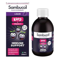 Sambucol Natural Black Elderberry Kids Liquid | Vitamin C | Immune Support Supplement | 230ml