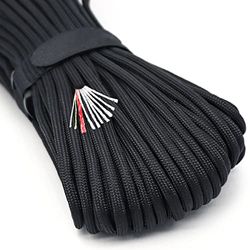 Cuerda de paracaídas de Supervivencia PSKOOK de 100 pies, Cuerda de paracaídas de 7 hebras de Nailon con Cuerda roja de yesca de Polietileno, Hilo de algodón para Cordones al Aire Libre, Pulseras