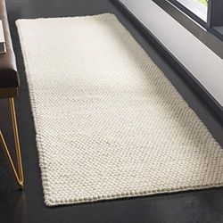 SAFAVIEH Natura Collection NAT620A Loper, handgemaakt, wol, 60 x 180 cm, ivoorkleurig