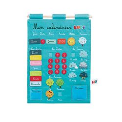 Ludi 2096 - Calendario Educativo de Tela para Colgar, Color Azul [Importado de Francia]