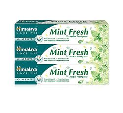 Himalaya Pasta do Zębów Gum Expert - Mint Fresh Długotrwały Świeży Oddech, Ziołowa Formuła, Ochrona przed Szkodliwymi Bakteriami i Tworzeniem się Płytki Nazębnej, 75 ml (3 PACK)